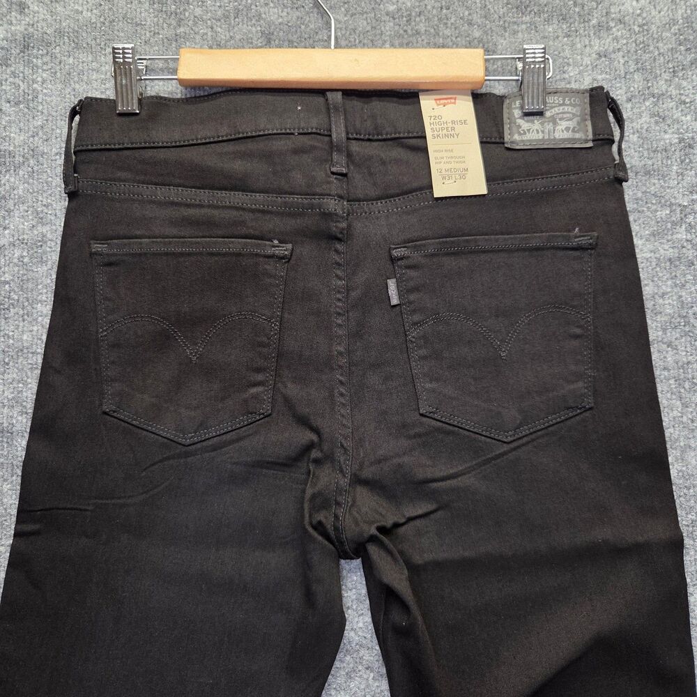 Levis 720 Jeans Womens 31 High-Rise Skinny Black Stretch Denim New With Tags - Picture 4 of 8